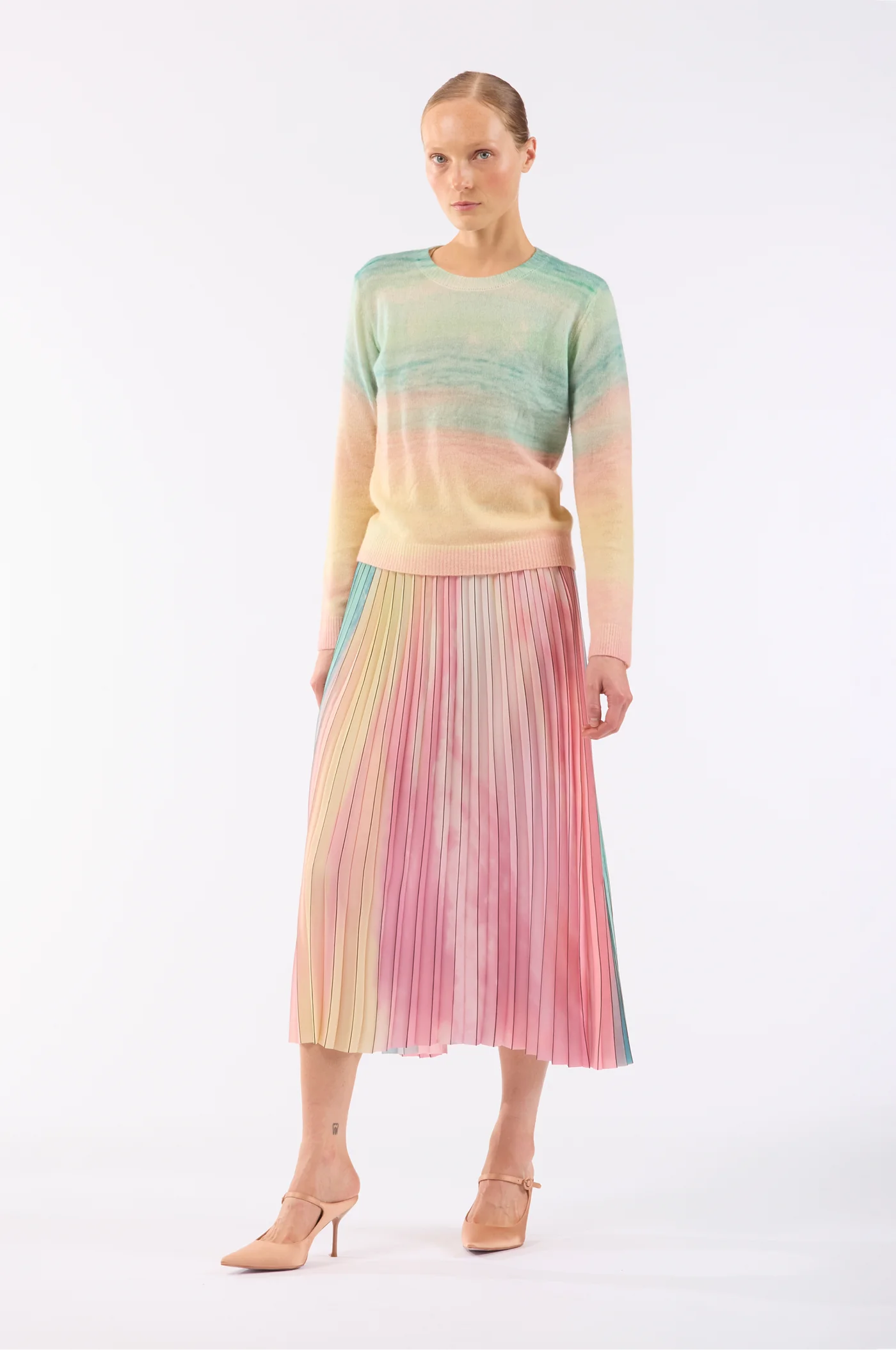 PLEATED SKIRT - SCATTERED CLOUDS