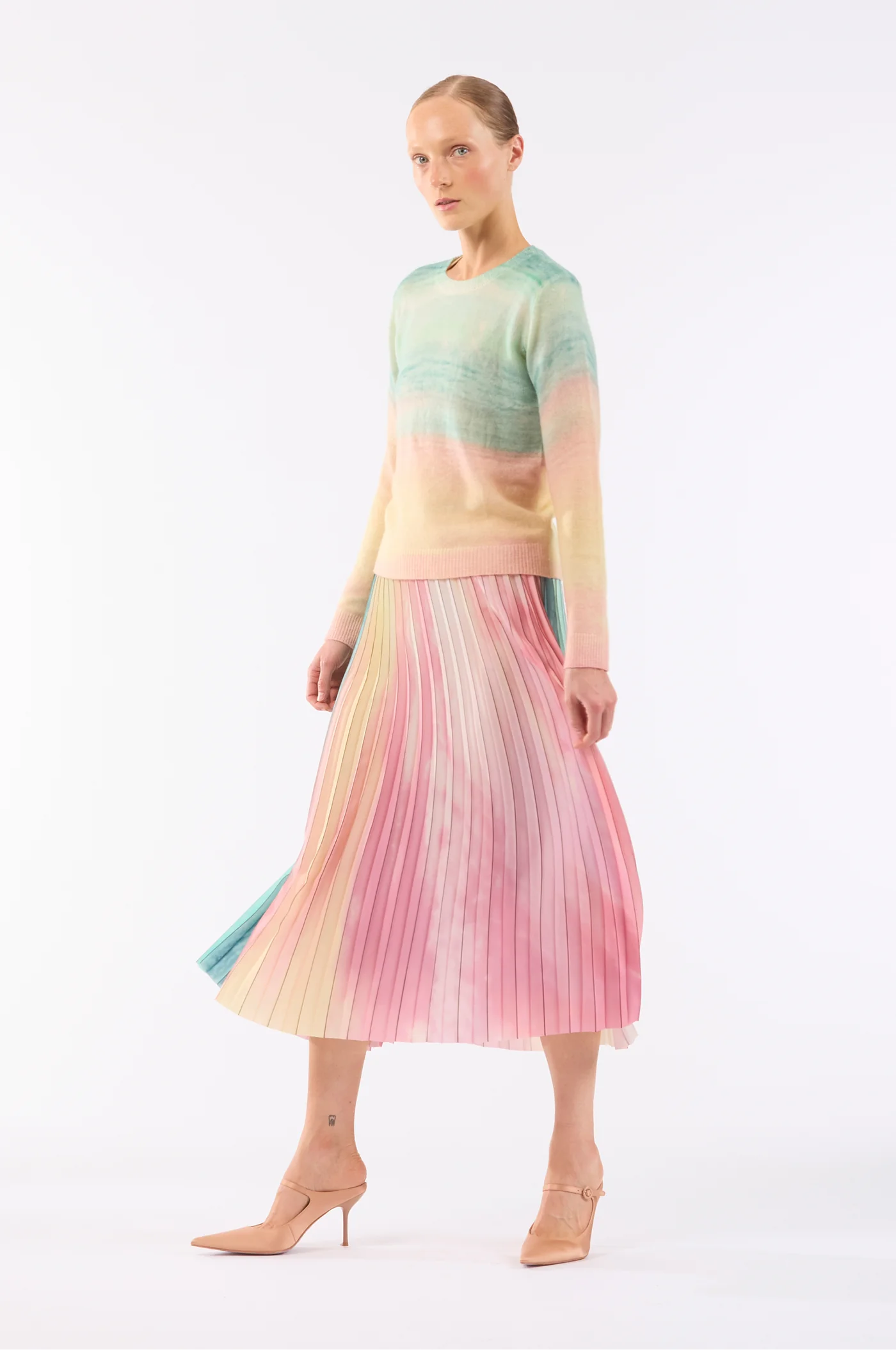 PLEATED SKIRT - SCATTERED CLOUDS