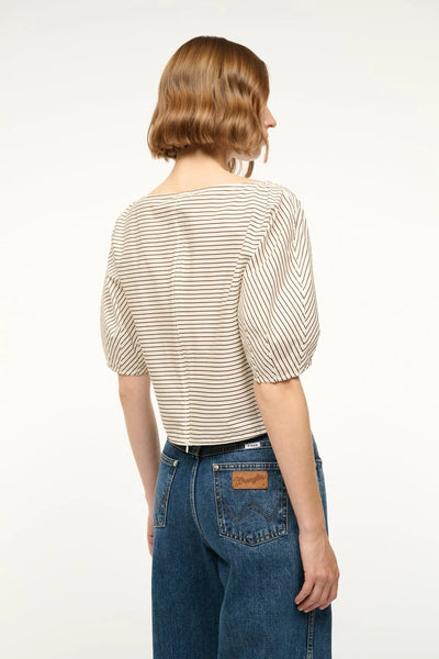 DIDI TOP - IVORY DARK OAK MICRO STRIPE