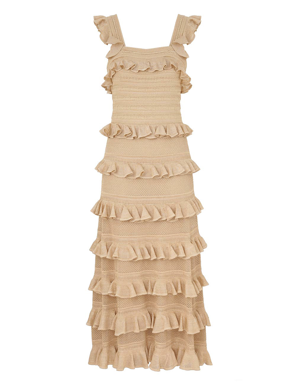 Illuminate Lace Frill Midi - Metallic Gold