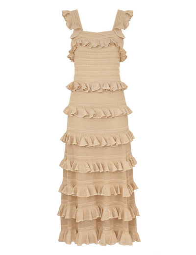 Illuminate Lace Frill Midi - Metallic Gold