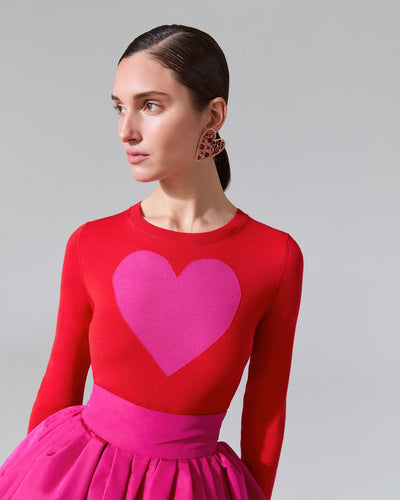 Intarisa-Knit Heart Sweater - Herrera Red Multi