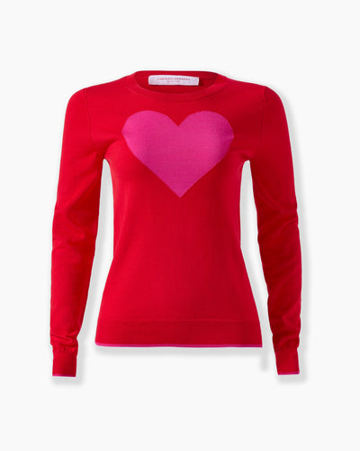 Intarisa-Knit Heart Sweater - Herrera Red Multi