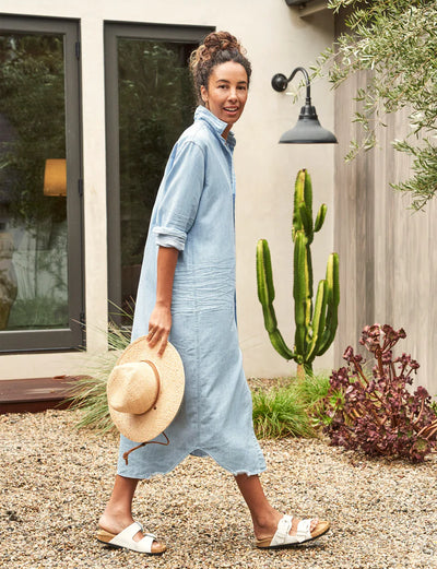 RORY MAXI SHIRTDRESS - Classic Blue Tattered Wash