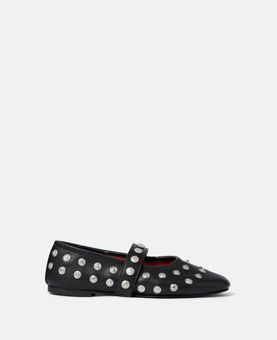 Ryder Popper-Studded Ballet Flats - Pitch Black