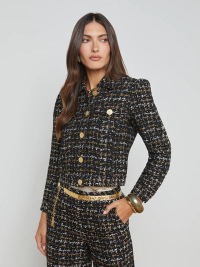 Kasey Tweed Jacket - Black/Tan Tweed