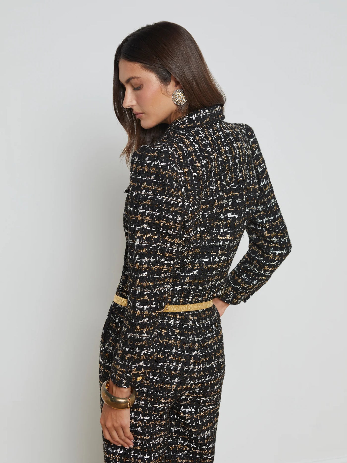 Kasey Tweed Jacket - Black/Tan Tweed