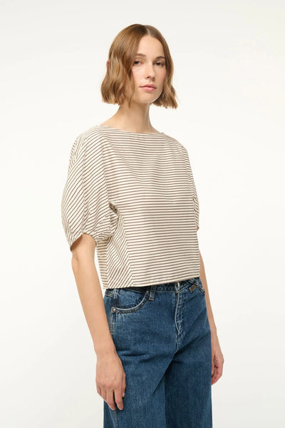 DIDI TOP - IVORY DARK OAK MICRO STRIPE