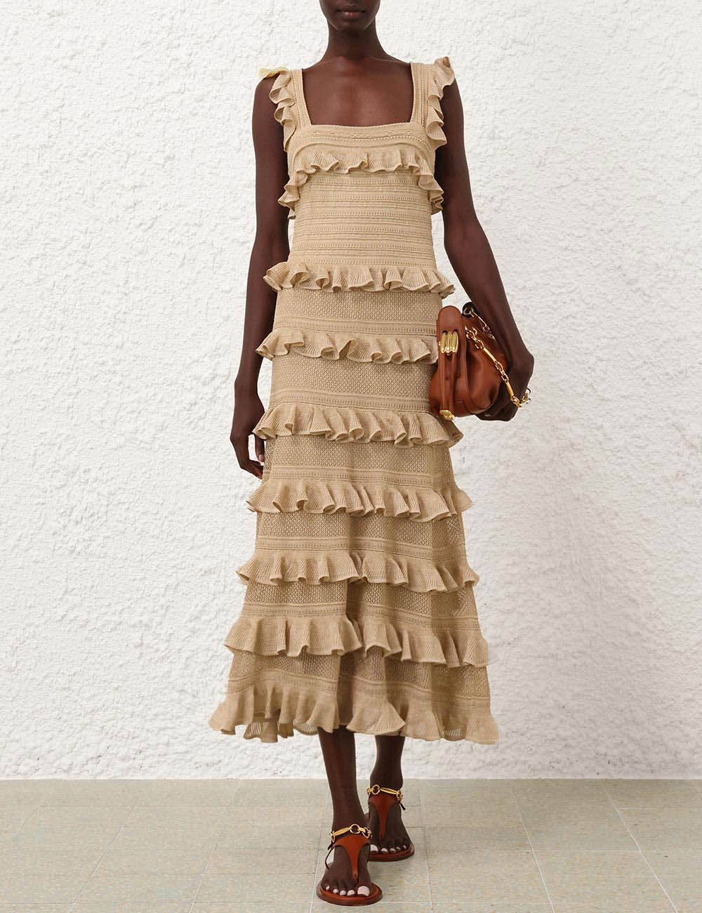 Illuminate Lace Frill Midi - Metallic Gold