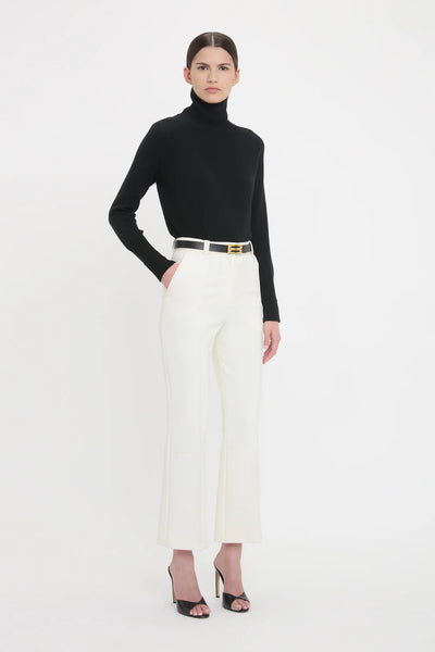 Cropped Kick Trouser - Ivory