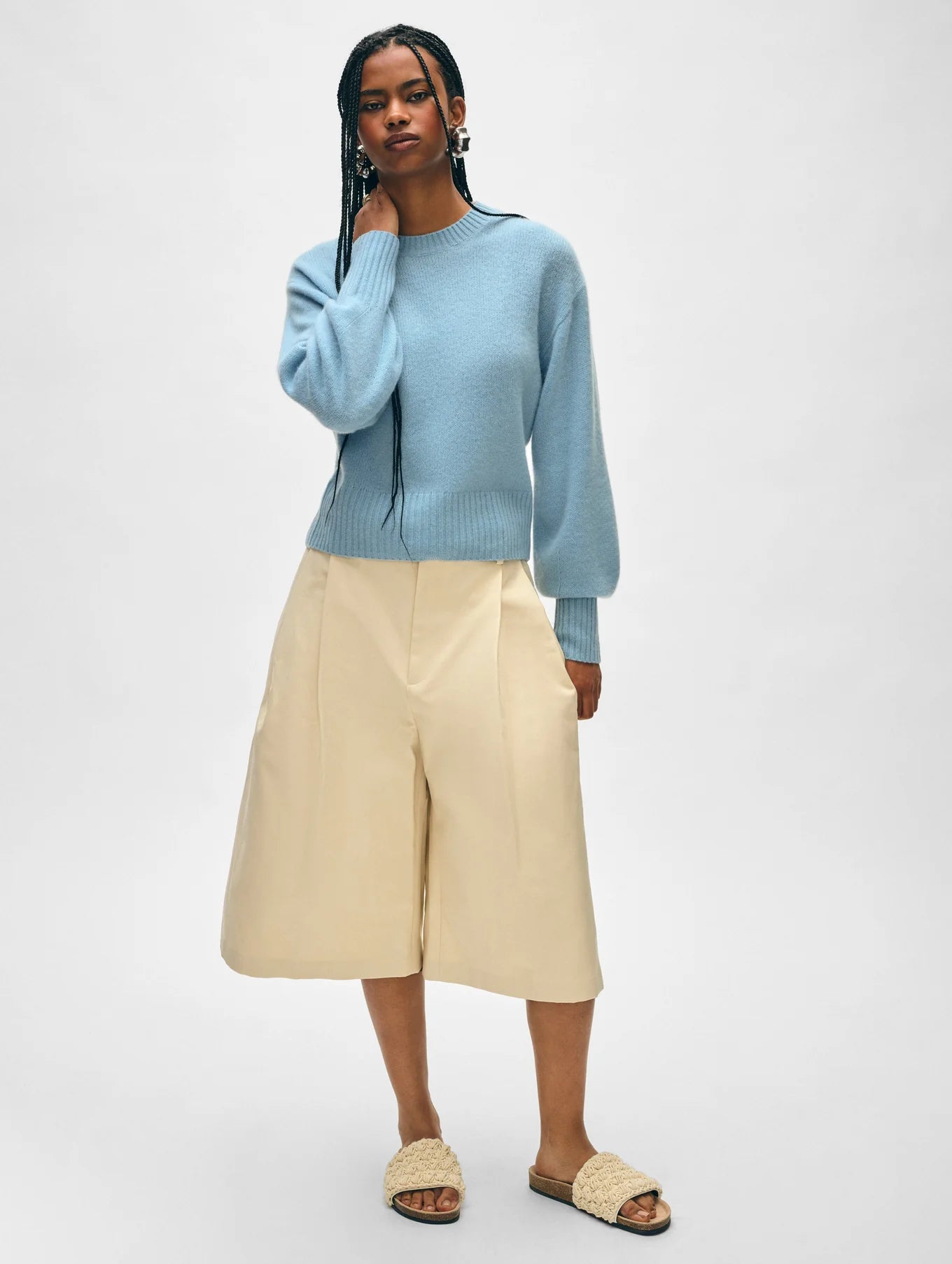 Cashmere Blouson Sleeve Crewneck - More Colors Available