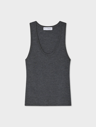 Superfine Merino Ribbed Tank - Ash Grey Heather