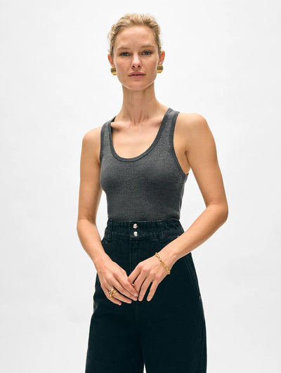 Superfine Merino Ribbed Tank - Ash Grey Heather