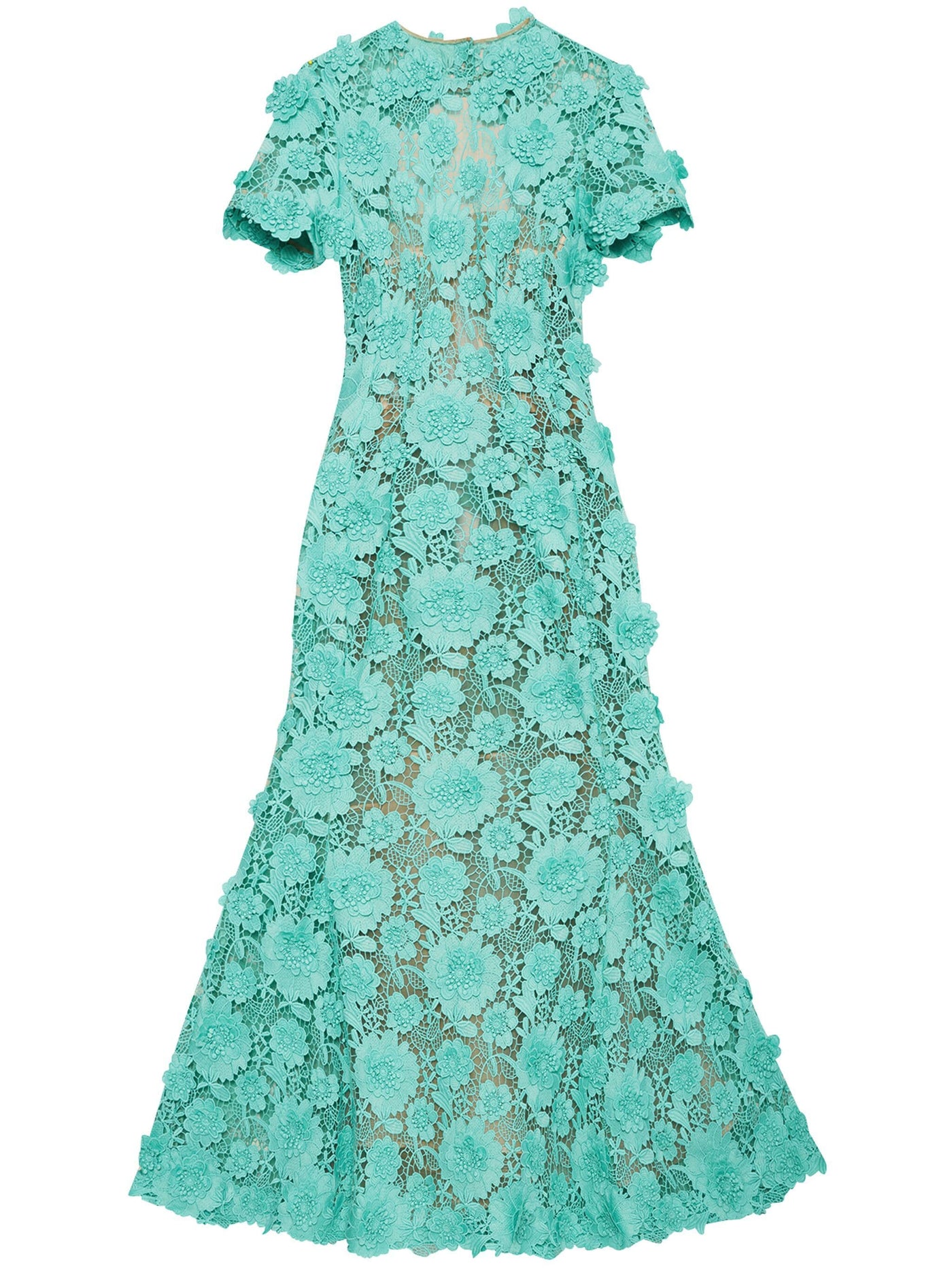 FLORAL GUIPURE COCKTAIL DRESS - Soft Mint