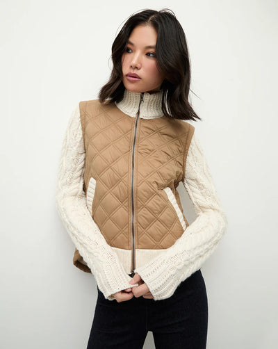 PATRA MIXED MEDIA JACKET - RUSSET/IVORY