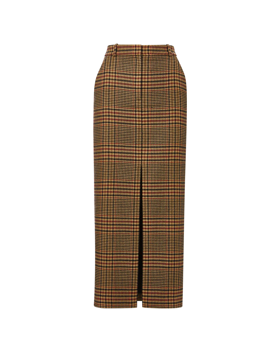 Maxine Plaid Maxi Skirt - Camel/Black