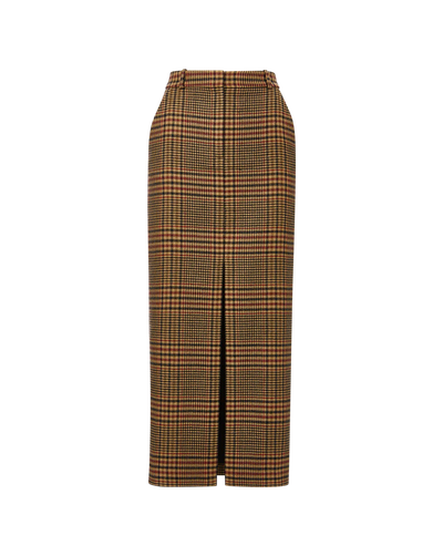 Maxine Plaid Maxi Skirt - Camel/Black