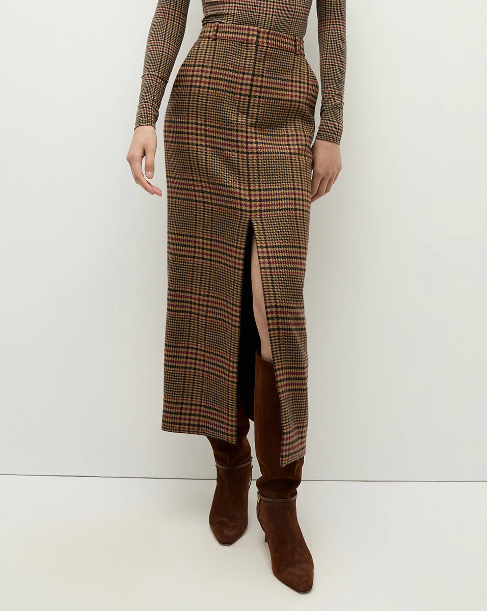 Maxine Plaid Maxi Skirt - Camel/Black