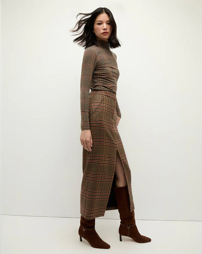 Maxine Plaid Maxi Skirt - Camel/Black