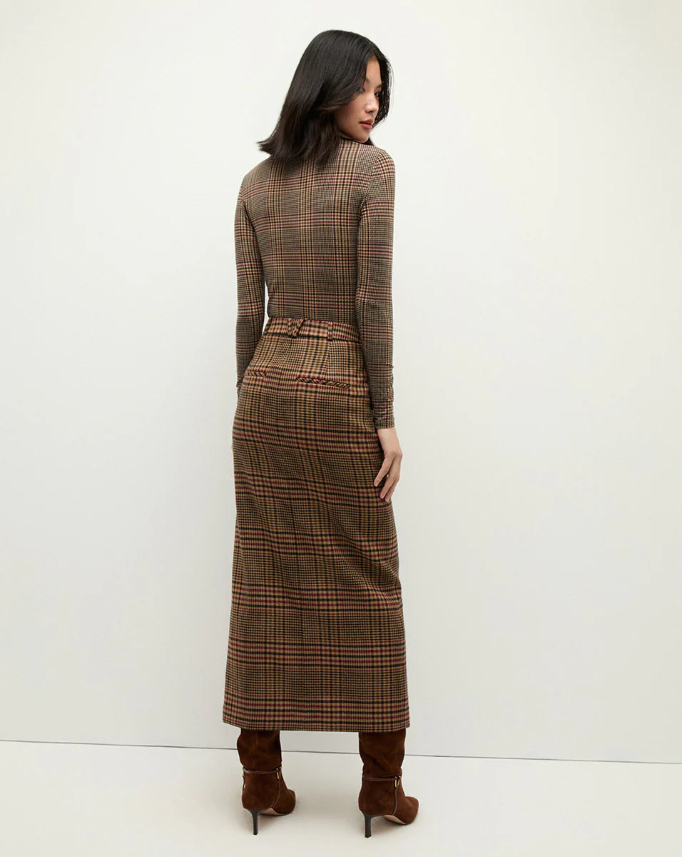 Maxine Plaid Maxi Skirt - Camel/Black