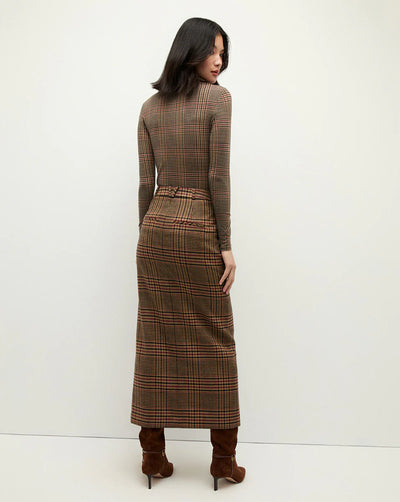 Maxine Plaid Maxi Skirt - Camel/Black