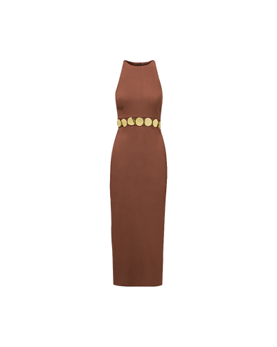 Isla Gold-Medallion Midi Dress - Light Chicory