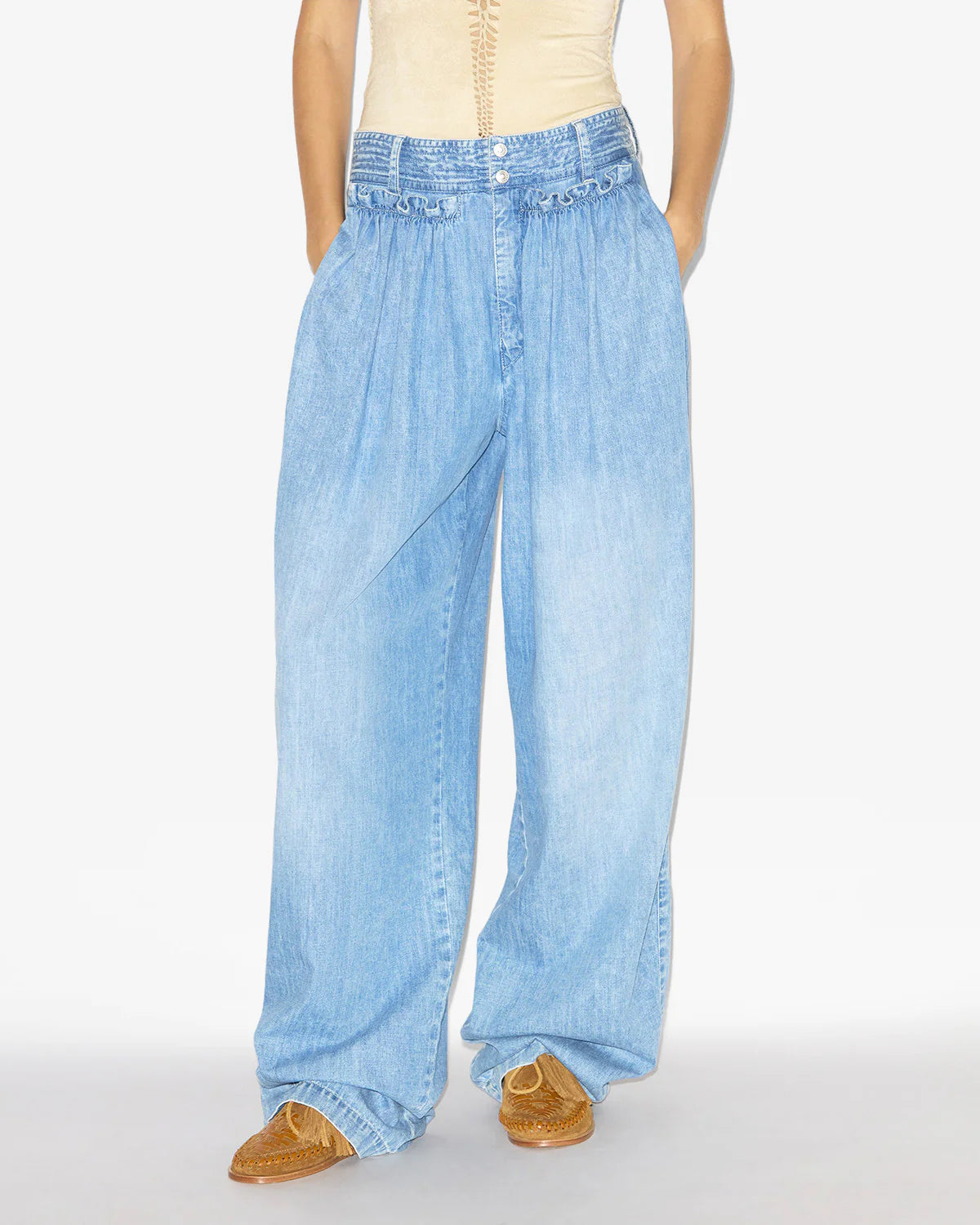 INAYA DENIM PANTS - Light Blue