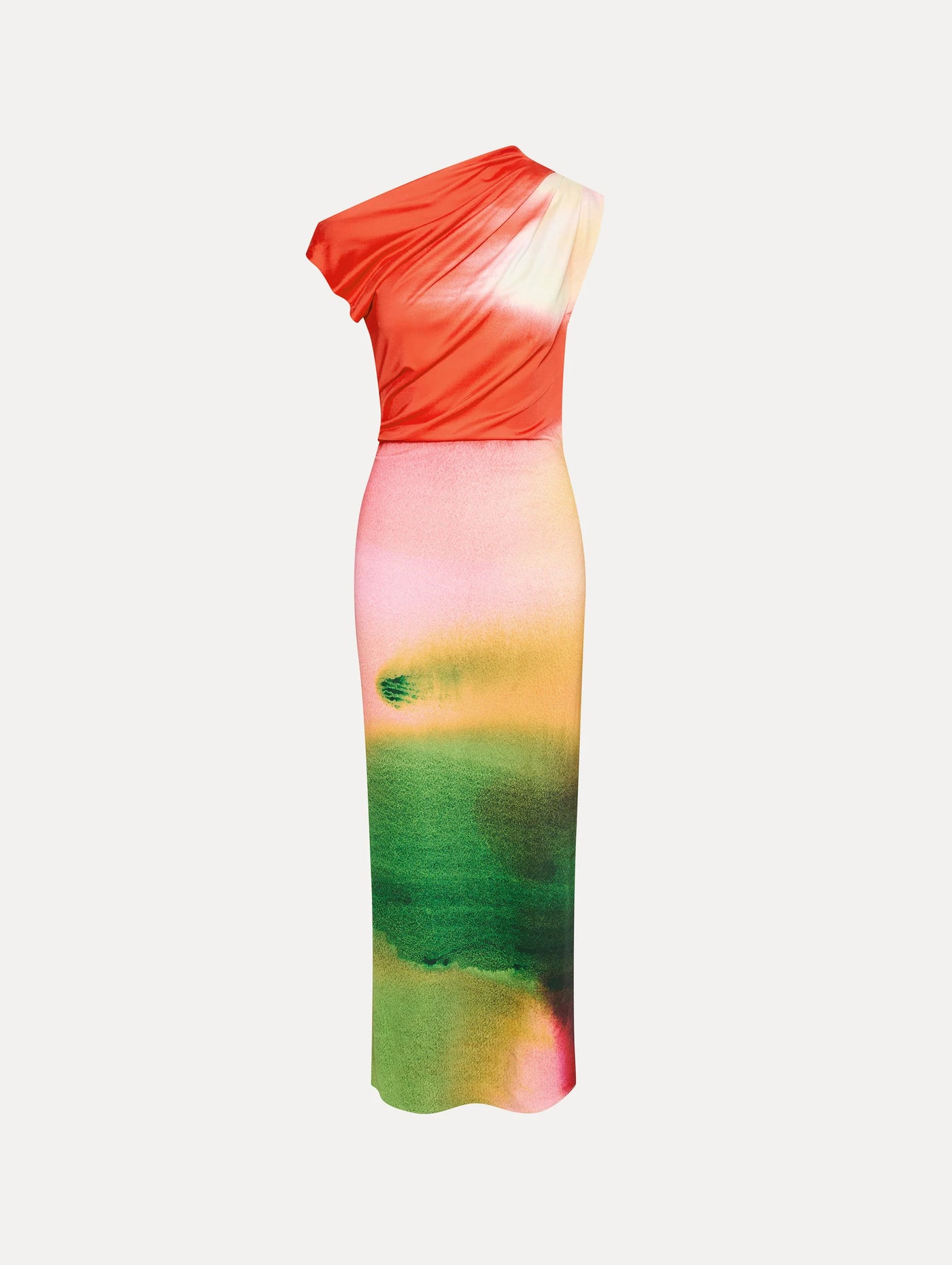 DRAPED ABSTRACT DRESS - Vermilion Multi