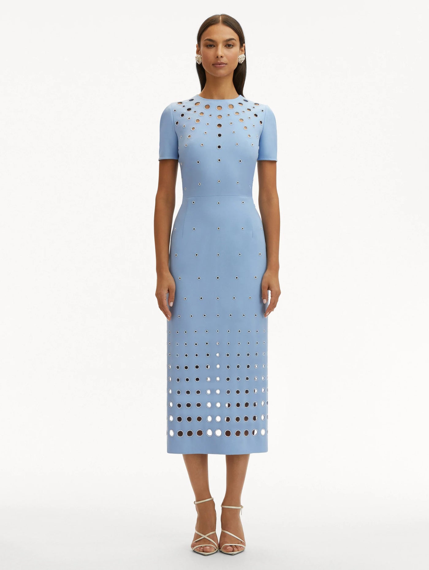 Pearl Eyelet Embroidered Dress - Opal