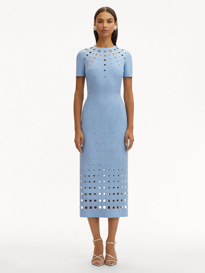 Pearl Eyelet Embroidered Dress - Opal