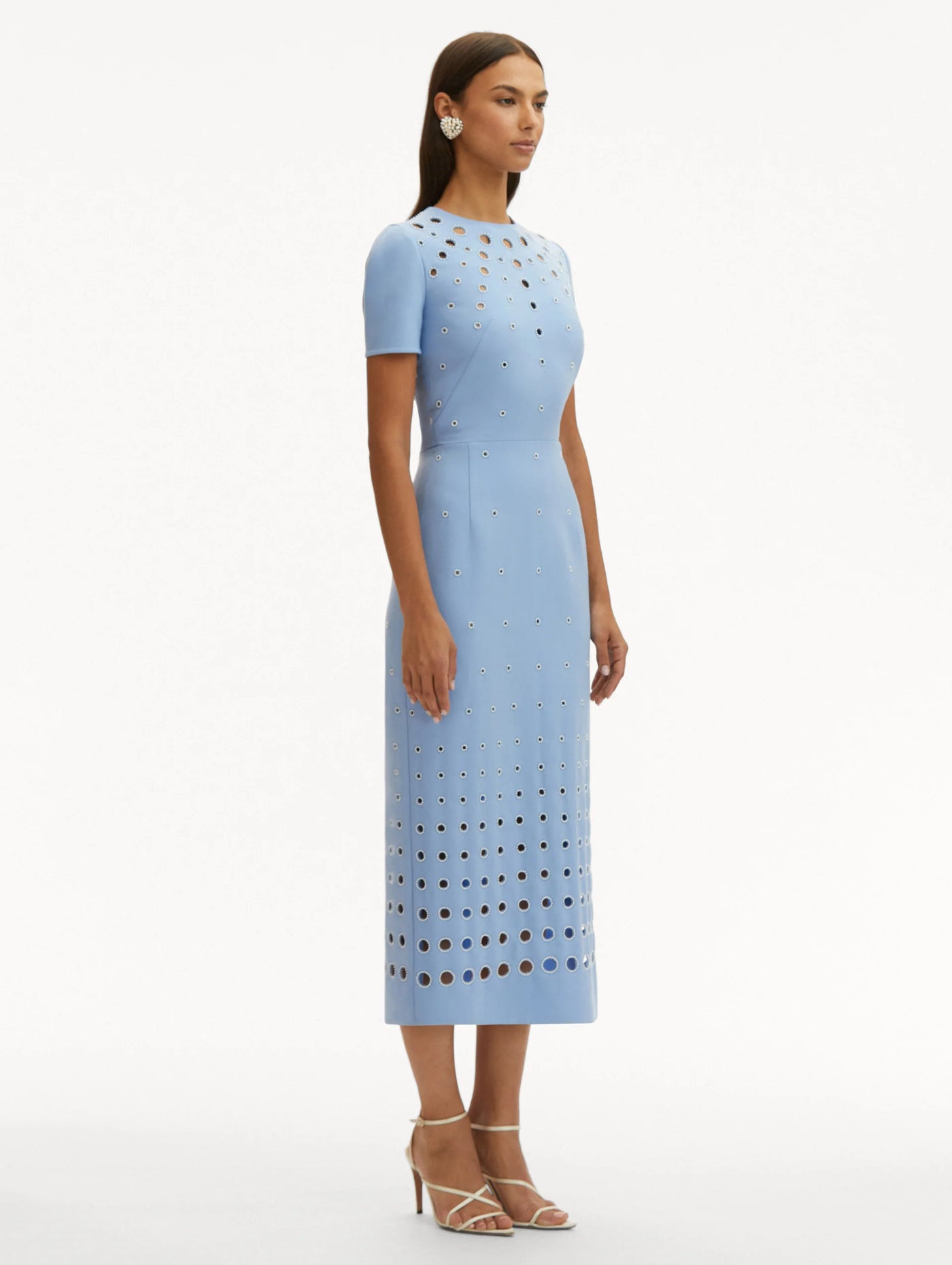 Pearl Eyelet Embroidered Dress - Opal