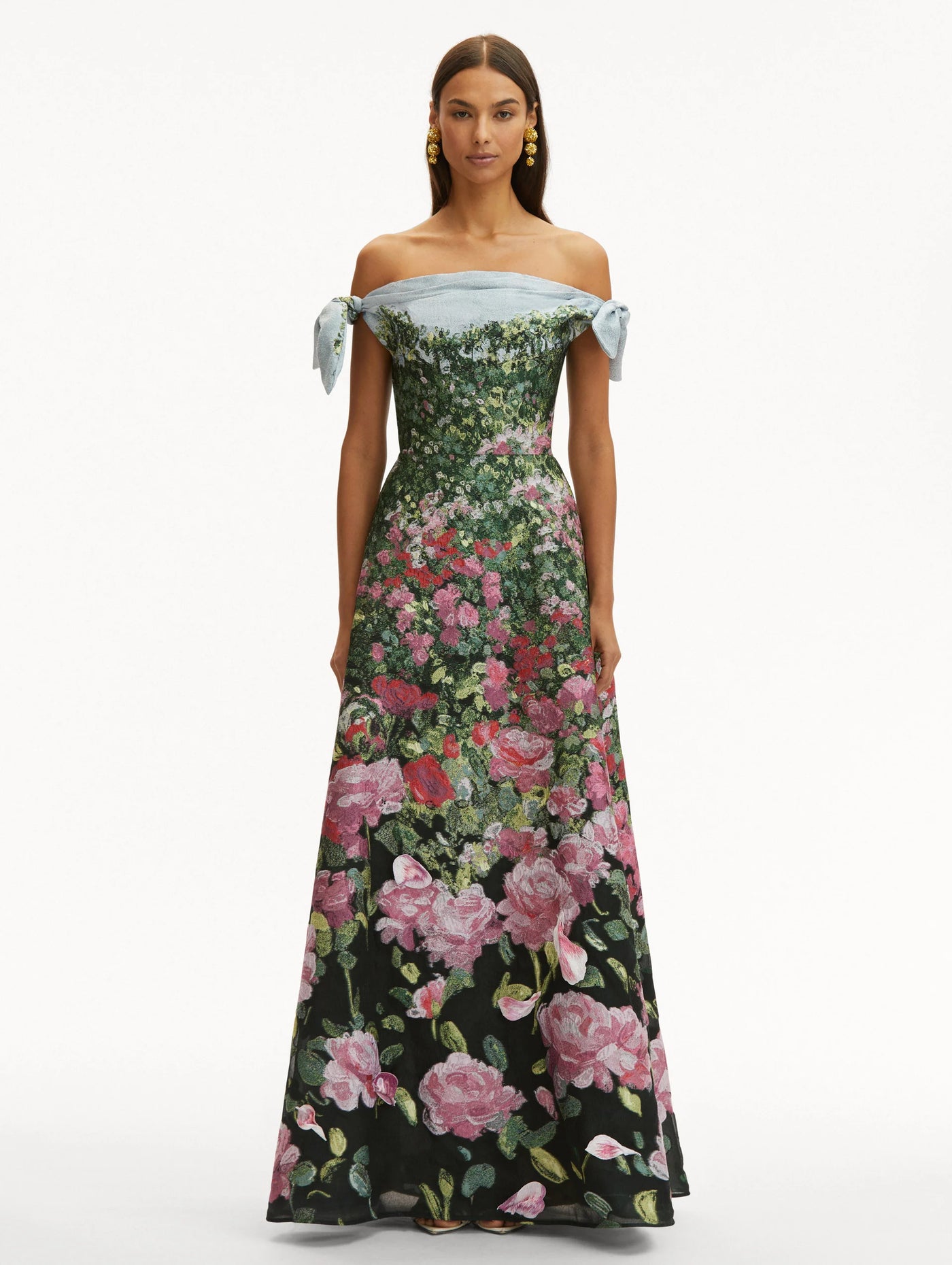 Rose Field Fil Coupé Gown - Rose Multi