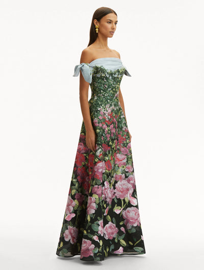 Rose Field Fil Coupé Gown - Rose Multi