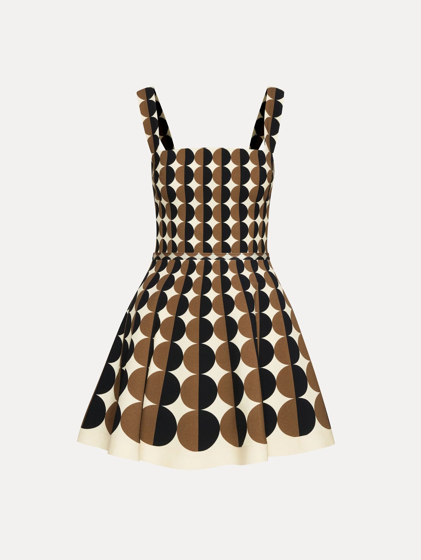 Geometric Circle Wool Dress - Khaki/Ivory