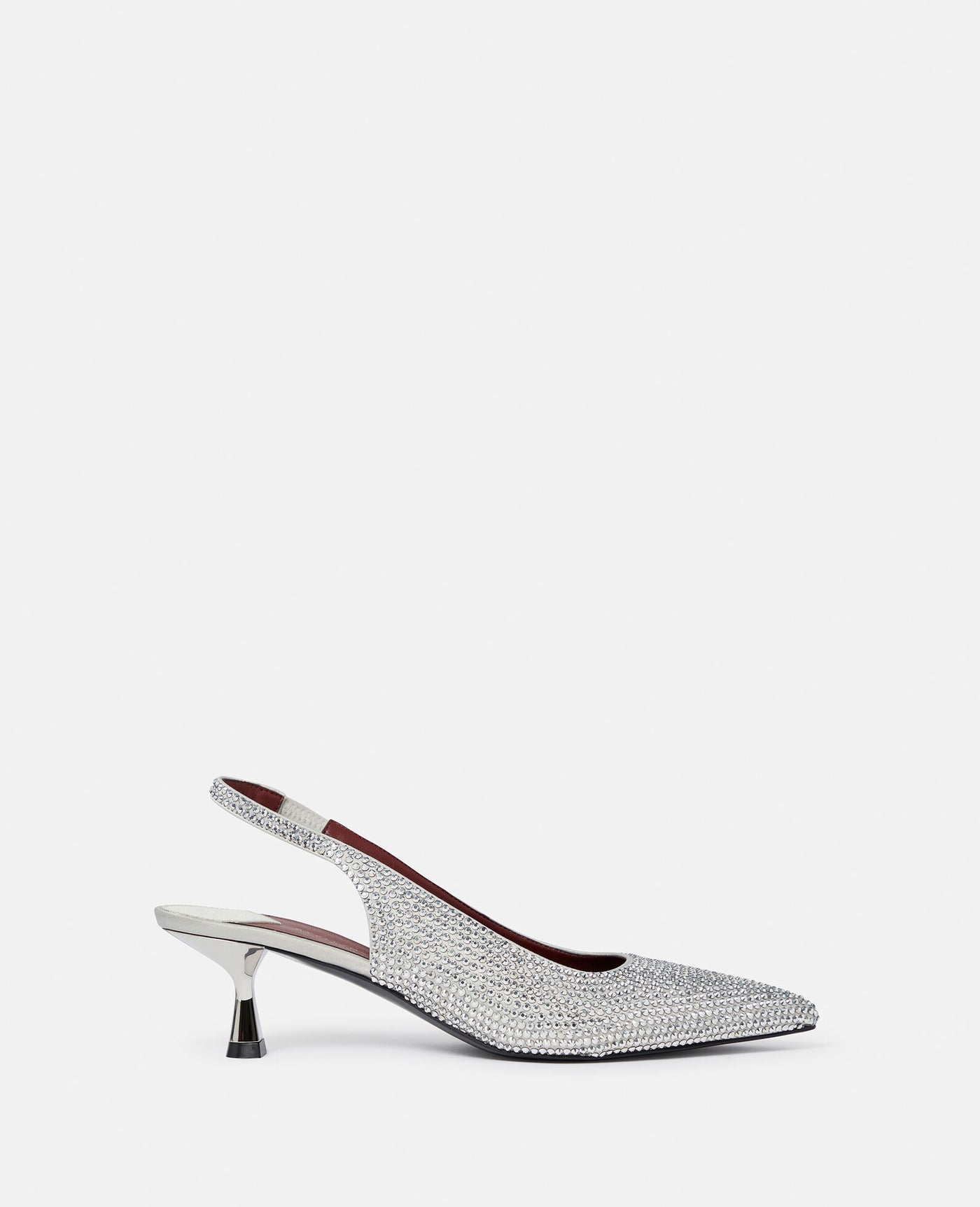 Crystal-Embellished Kitten Heel Slingbacks - Silver