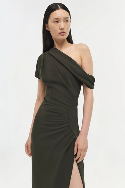 KALLY DRAPED MIDI DRESS - Everest