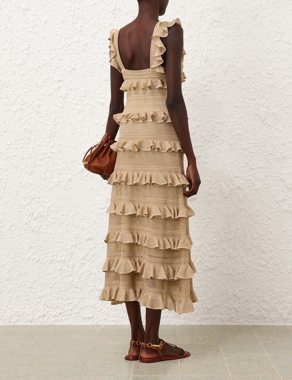 Illuminate Lace Frill Midi - Metallic Gold