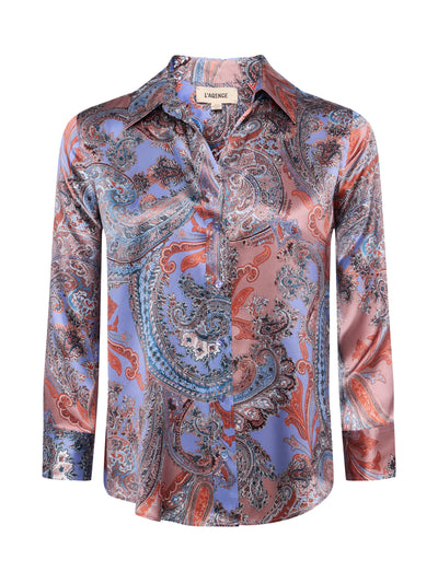 Dani Silk Blouse - Periwinkle Multi French Paisley