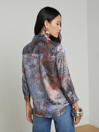 Dani Silk Blouse - Periwinkle Multi French Paisley