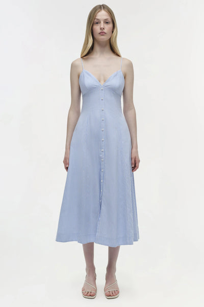 Honor Cotton Midi Dress - Blue Hydrangea Stripe