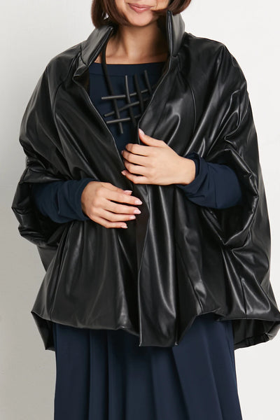 Vegan Leather Chic Cape - Black