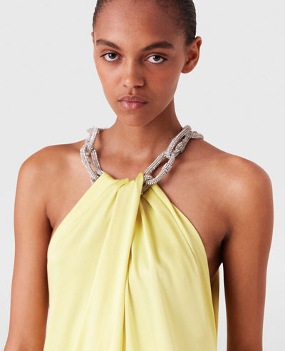 Crystal Chain Halterneck Dress - Chamomile