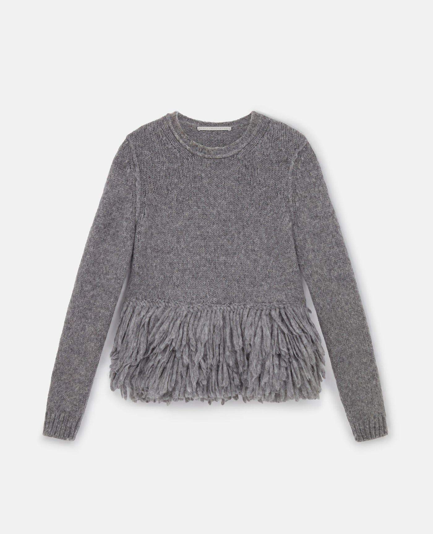 Feather Peplum Wool Sweater - Mottled Gray