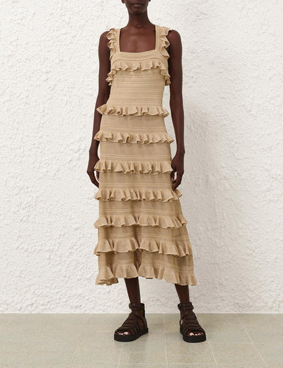 Illuminate Lace Frill Midi - Metallic Gold