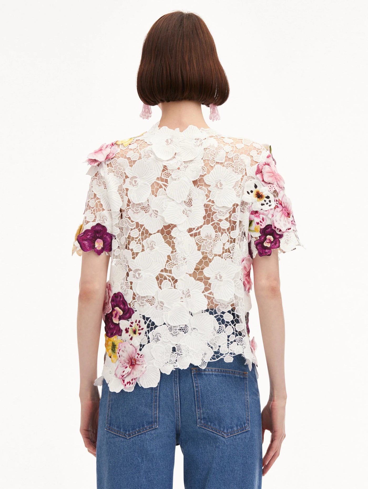 Orchid Embroidered Guipure Blouse - White