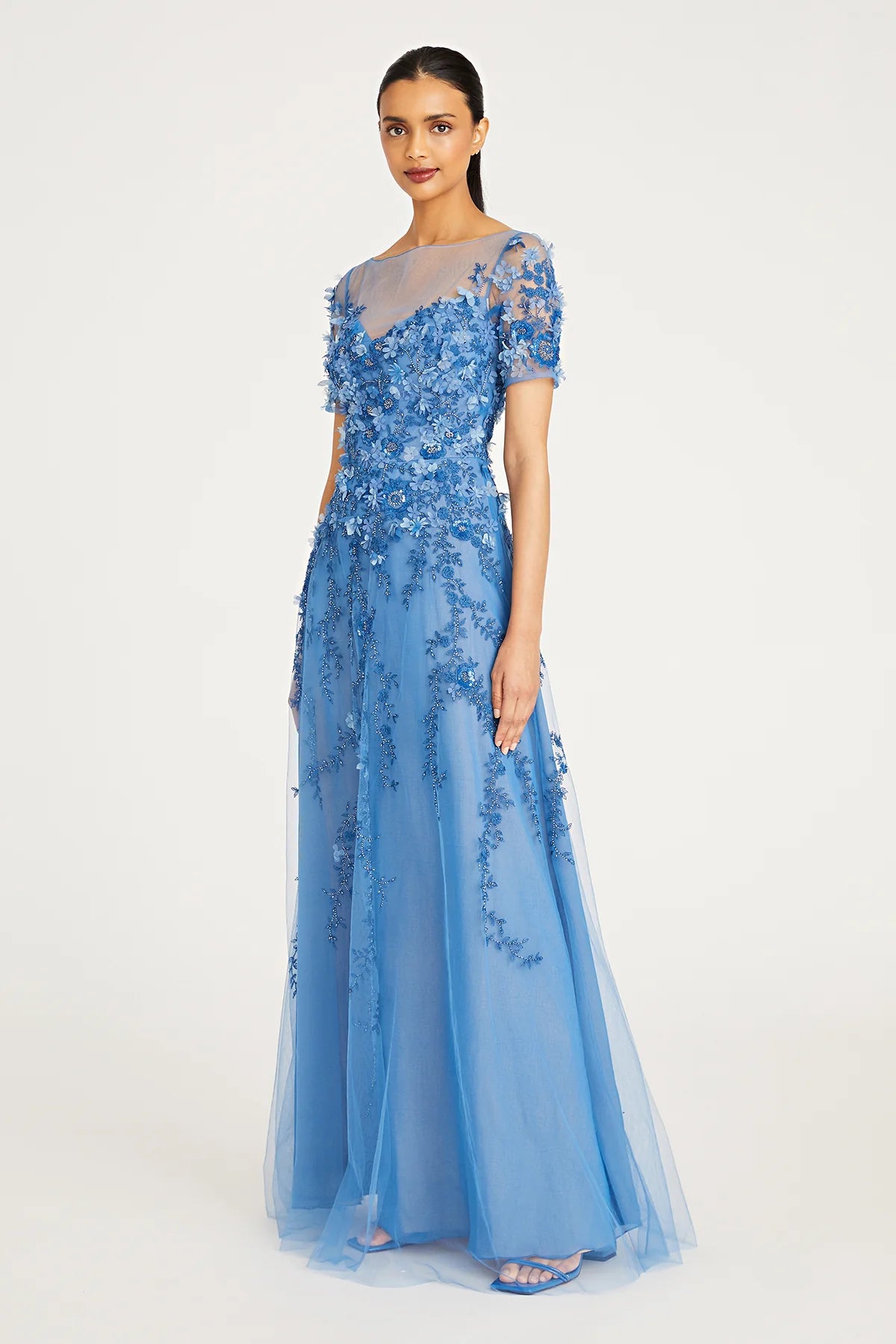 MARGARET PETAL GOWN - Cornflower Blue