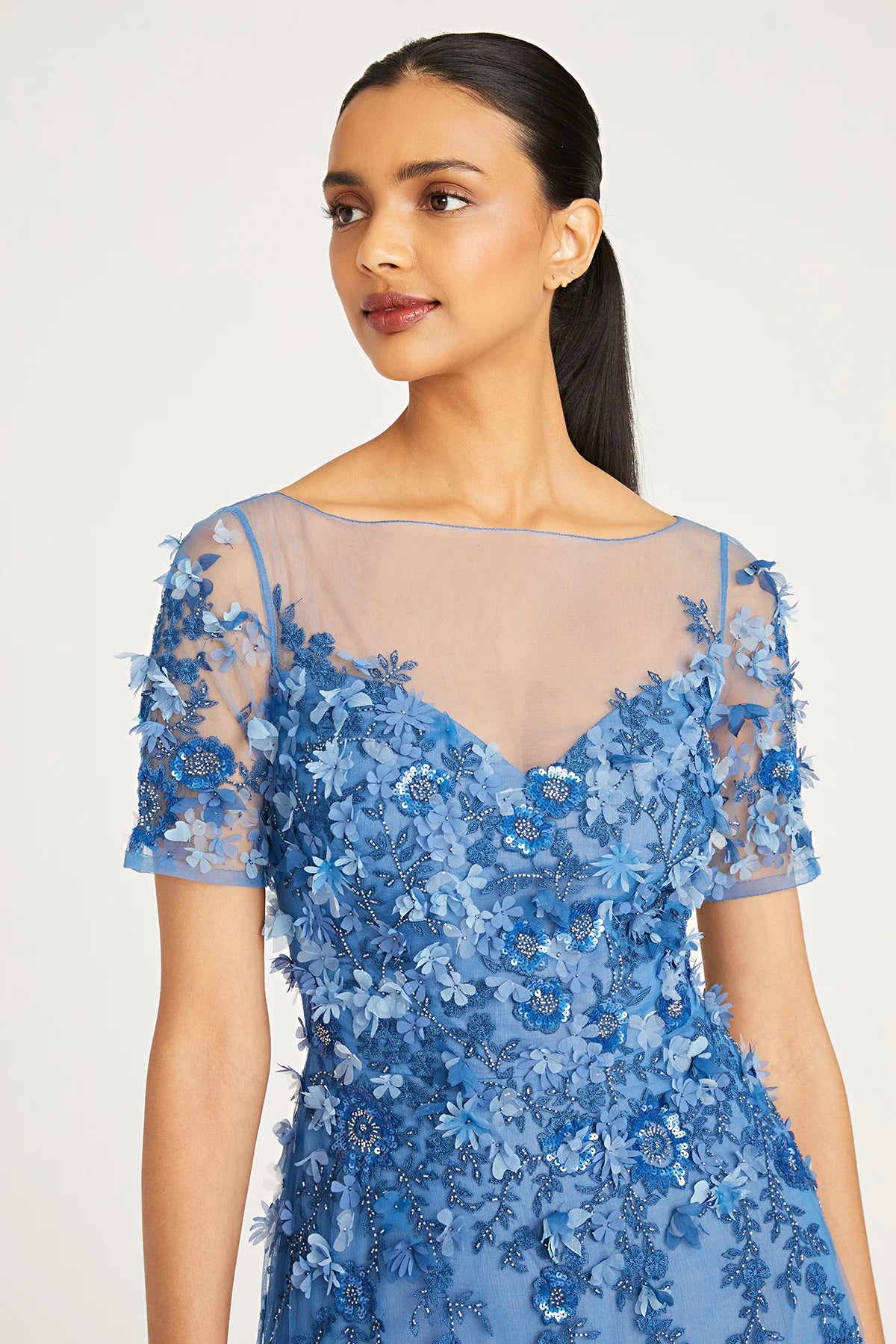 MARGARET PETAL GOWN - Cornflower Blue