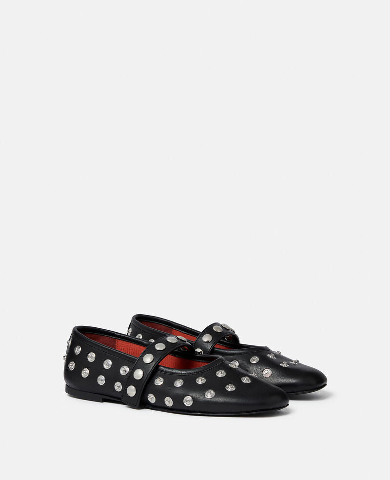 Ryder Popper-Studded Ballet Flats - Pitch Black