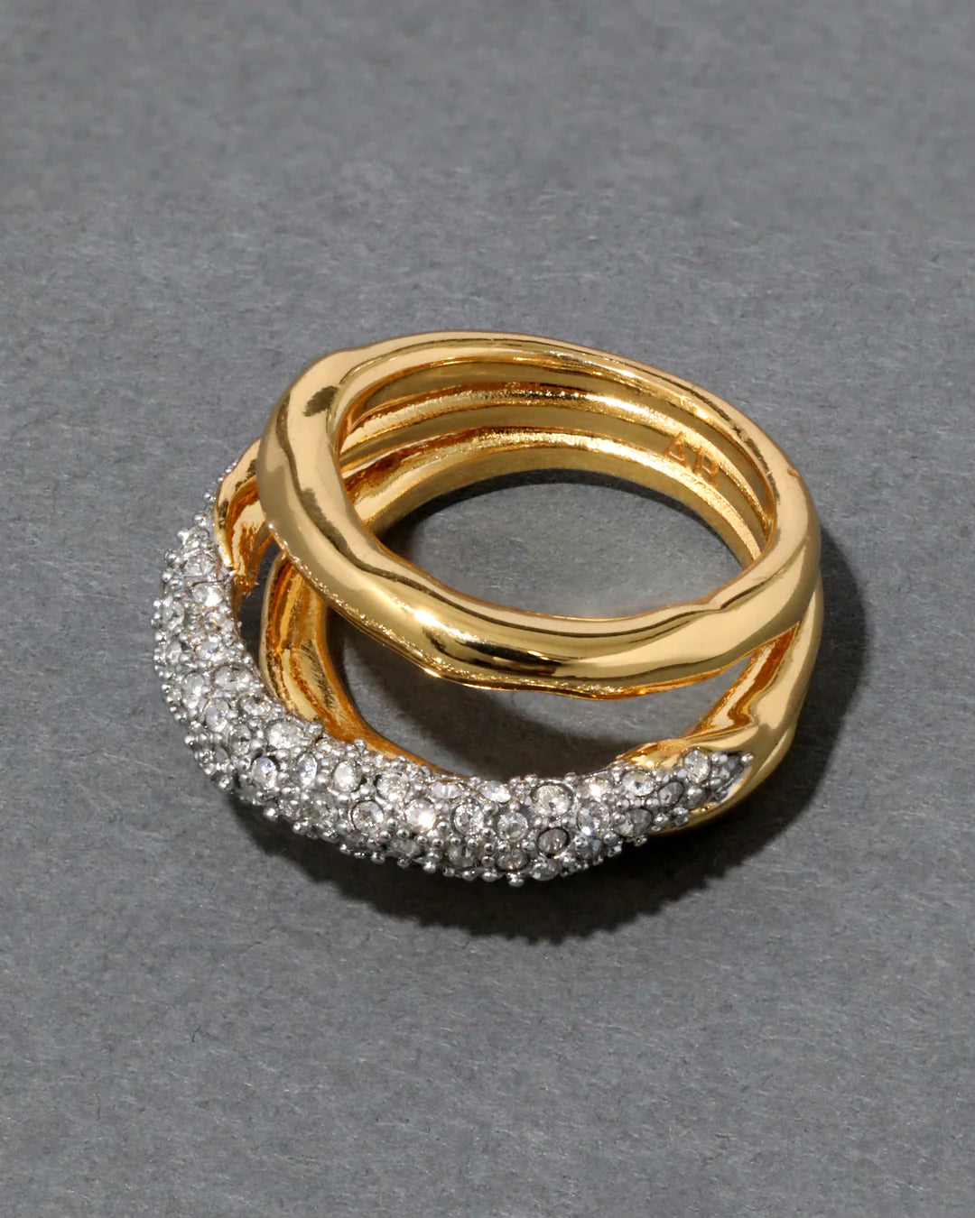 Solanales Crystal Orbiting Ring - Gold