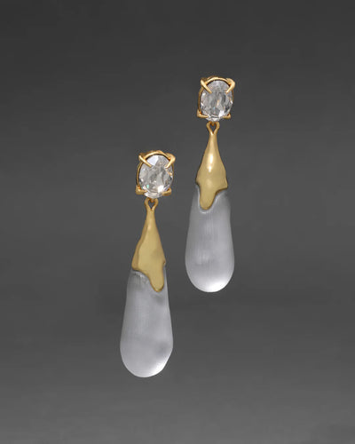 Bonbon Crystal Small Teardrop Earring - Pewter